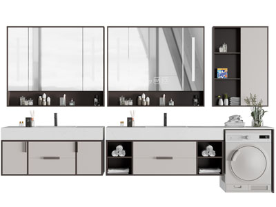 新中式洗手台、镜柜