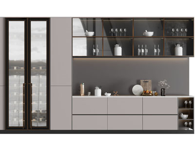 现代酒柜3d模型 现代酒柜