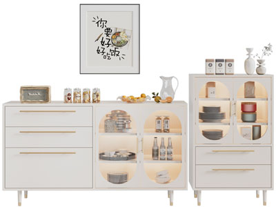 现代奶油风餐边柜