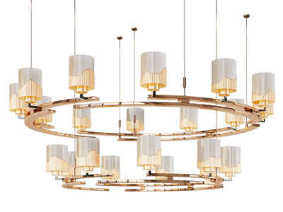 新中式圆形多头吊灯