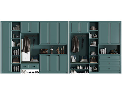 简欧复古绿色玄关鞋柜