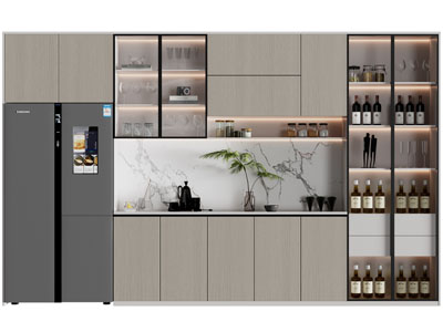 现代嵌入冰箱的酒柜3d模型 现代嵌入冰箱的酒柜