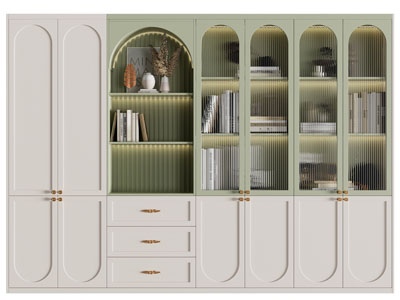 法式撞色书柜