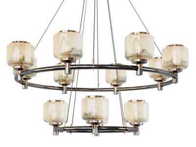 新中式双层吊灯