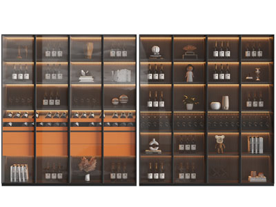 现代玻璃柜门的酒柜3d模型 现代玻璃柜门的酒柜