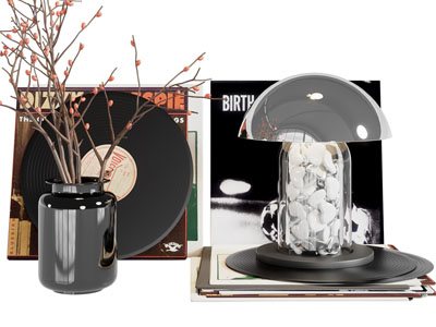 现代花瓶花卉台灯摆件组合