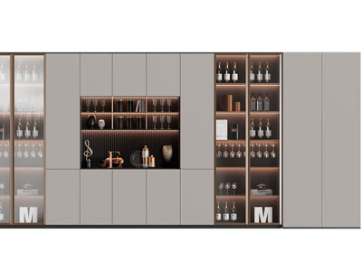 现代酒柜3d模型 现代酒柜