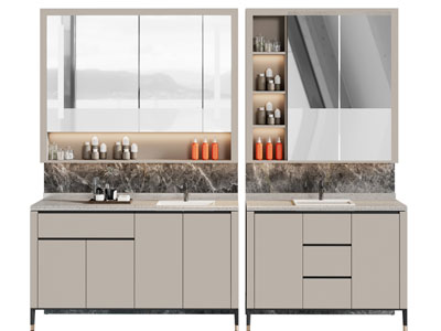 现代洗手台、镜柜