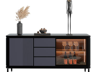 现代餐边柜、摆件组合