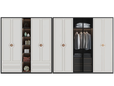 新中式衣柜3d模型 新中式衣柜