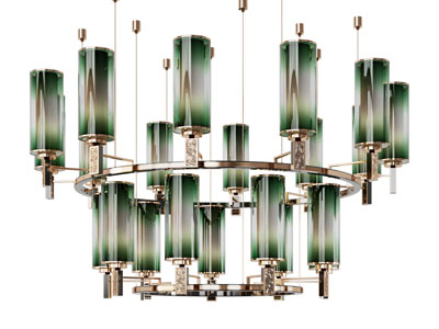 新中式柱形灯罩多头吊灯