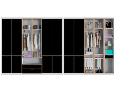 现代黑色衣柜3d模型 现代黑色衣柜