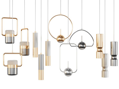 现代单头垂线小吊灯组合