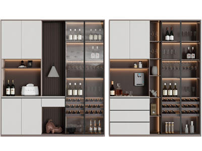 现代酒柜3d模型 现代酒柜