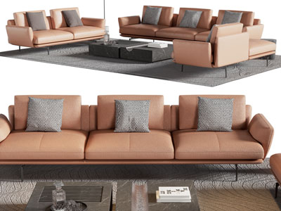 现代多人、双人沙发、茶几组合