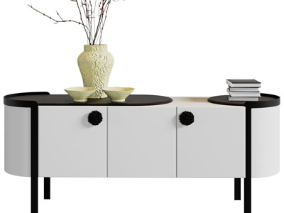 新中式电视柜、摆件组合