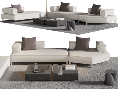 现代多人沙发、茶几组合