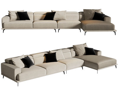 现代转角多人沙发