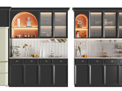 法式黑色酒柜3d模型 法式黑色酒柜