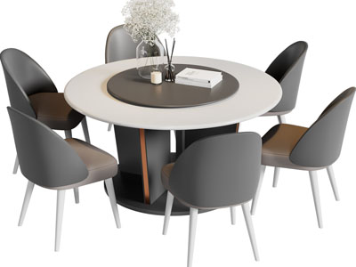 现代圆形餐桌椅组合