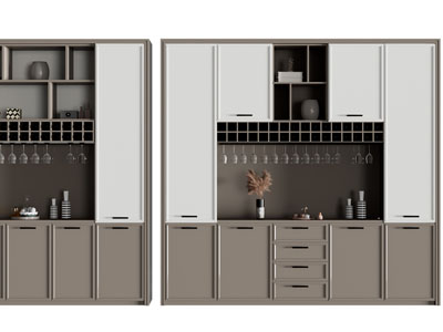 新中式酒柜3d模型 新中式酒柜