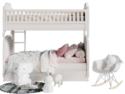 北欧实木儿童上下床