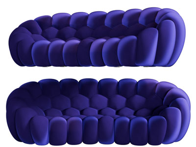 现代蓝色多人沙发