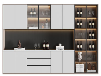 现代中间镂空酒柜3d模型 现代中间镂空酒柜