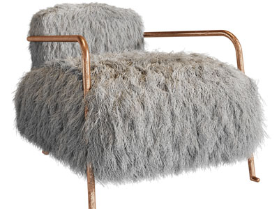 现代轻奢毛绒质感的休闲椅子