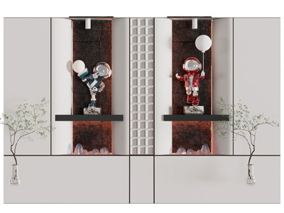 现代玄关装饰雕塑摆件背景墙3d模型 现代玄关装饰雕塑摆件背景墙