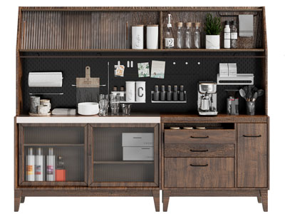 现代实木复古餐边柜