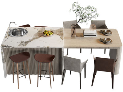 现代中岛餐桌椅组合