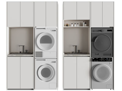 现代阳台洗衣机收纳柜