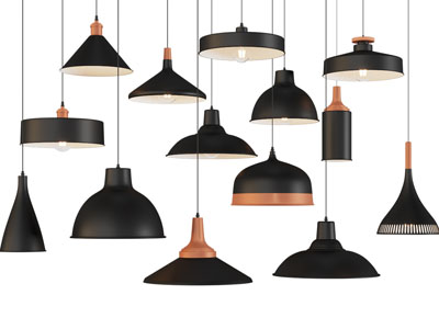 现代黑色金属灯罩吊灯