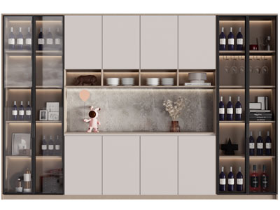 现代中间镂空酒柜3d模型 现代中间镂空酒柜