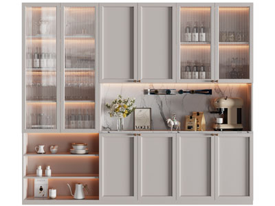 现代玻璃柜门的酒柜3d模型 现代玻璃柜门的酒柜