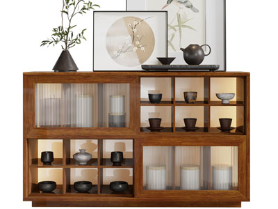 新中式实木餐边柜