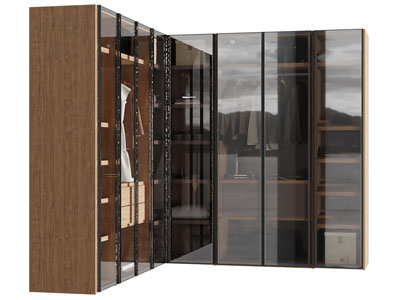 现代转角玻璃柜门衣柜3d模型 现代转角玻璃柜门衣柜