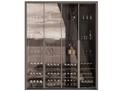 现代玻璃柜门的酒柜3d模型 现代玻璃柜门的酒柜