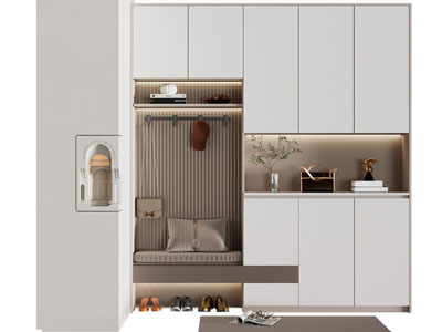 现代带卡座的鞋柜