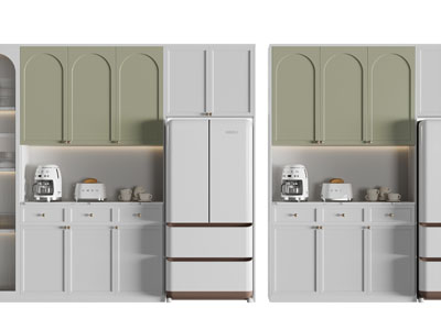 现代嵌入冰箱的酒柜3d模型 现代嵌入冰箱的酒柜