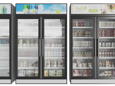 现代商用双开门玻璃冷饮柜、冰箱