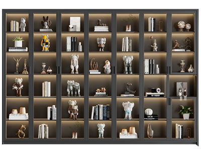 现代玻璃柜门的装饰柜