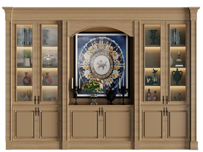 美式实木酒柜3d模型 美式实木酒柜