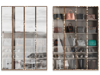 现代玻璃柜门箱包鞋柜