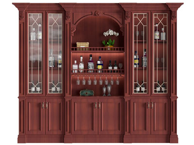 欧式实木酒柜3d模型 欧式实木酒柜