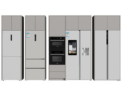 现代嵌入冰箱的高柜