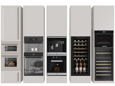 现代收纳烤箱、咖啡机的高柜、橱柜