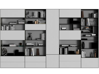 现代半开放式书柜