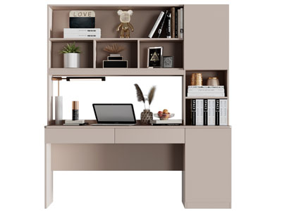 现代带书桌的书柜